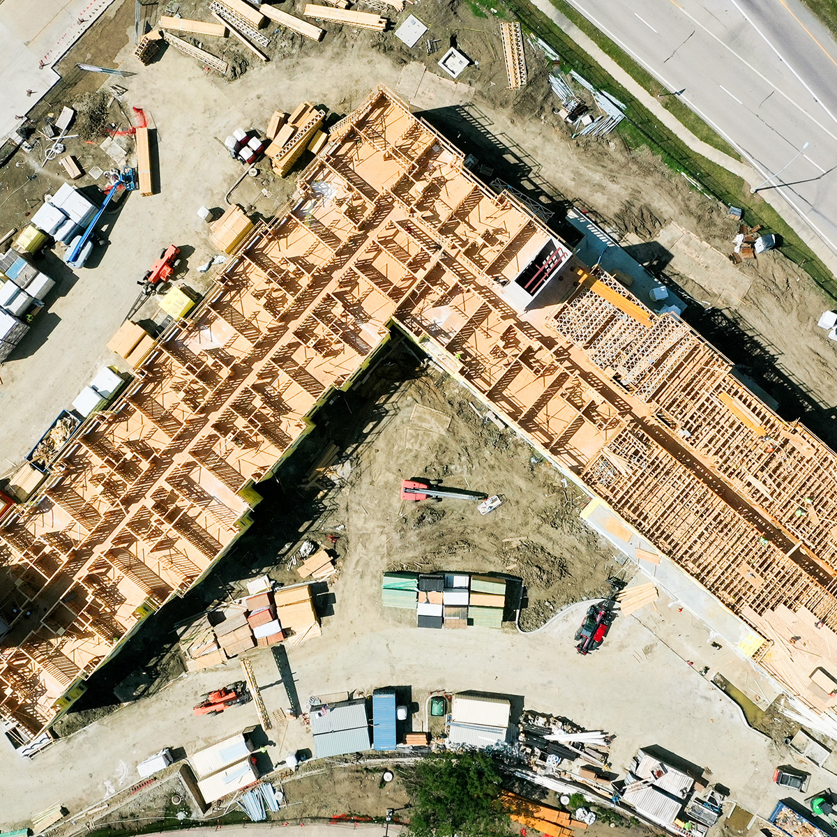 aerial shot of job site